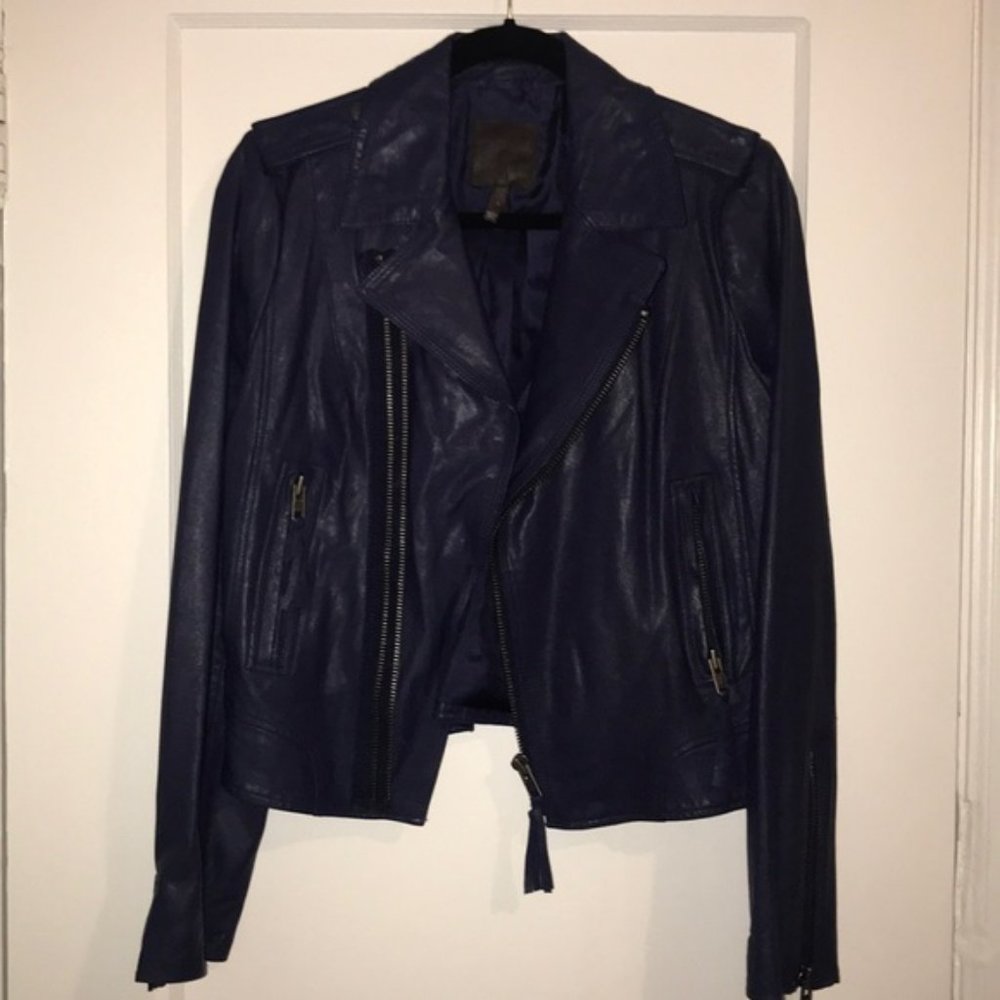 Joie Ailey Leather Jacket  - Purple/Blue Color